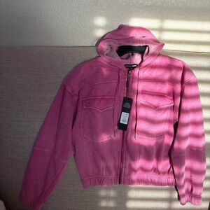 Fashion Nova Pink Hoodie Jacket M NWT